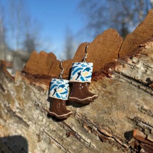 Whale Boot Clay Earrings, Alaska Mint