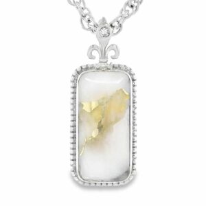 White Gold Fleur De Lis Gold Quartz Pendant, Alaska Mint