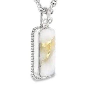 White Gold Fleur De Lis Gold Quartz Pendant, Alaska Mint