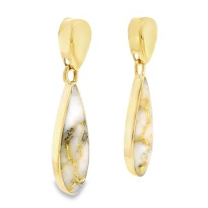 14k Gold Quartz Teardrop Earrings, Alaska Mint