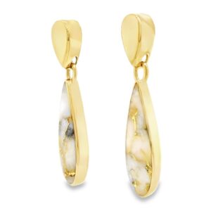 14k Gold Quartz Teardrop Earrings, Alaska Mint