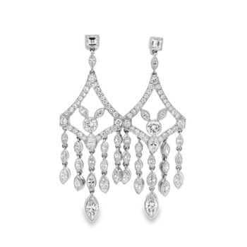 Platinum Chandelier Round & Marquis Diamond Drop Earrings, Alaska Mint