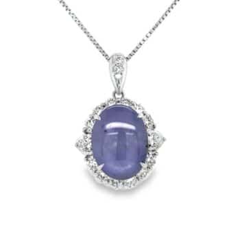 Platinum Blue Star Sapphire & Diamond Pendant, Alaska Mint
