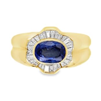 Oval Sapphire & Baguette Diamond Ring, Alaska Mint