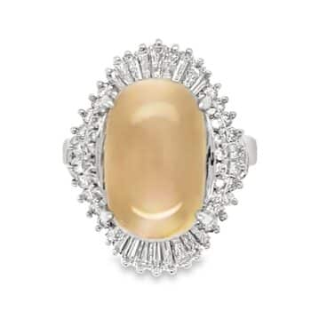 Platinum Peach Moonstone & Diamond Ballerina Ring, Alaska Mint