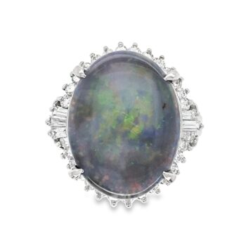 Platinum Dark Gray Opal & Diamond Ring, Alaska Mint
