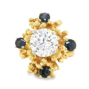 European Cut Diamond & Sapphire Ring, Alaska Mint