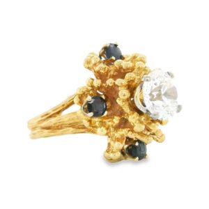 European Cut Diamond & Sapphire Ring, Alaska Mint