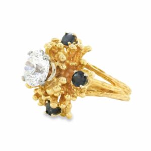 European Cut Diamond & Sapphire Ring, Alaska Mint