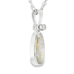 Gold Quartz Pear Shaped Pendant 14k White Gold, Alaska Mint