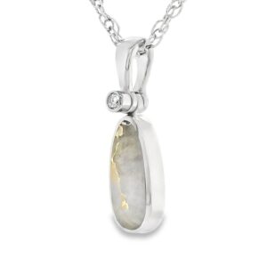 Gold Quartz Pear Shaped Pendant 14k White Gold, Alaska Mint