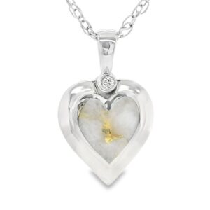Gold Quartz Heart Inlaid Pendant with White Gold, Alaska Mint