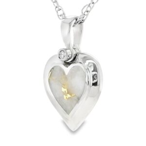 Gold Quartz Heart Inlaid Pendant with White Gold, Alaska Mint