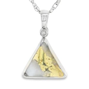 Gold Quartz Triangle White Gold Pendant, Alaska Mint