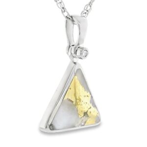 Gold Quartz Triangle White Gold Pendant, Alaska Mint