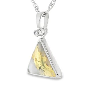 Gold Quartz Triangle White Gold Pendant, Alaska Mint