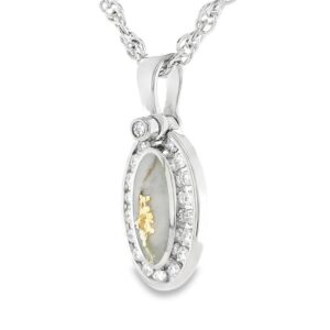 Gold Quartz Oval Pendant Inlaid with Round Diamonds, Alaska Mint