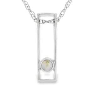 White Gold Rectangle Gold Quartz Pendant, Alaska Mint