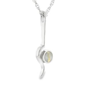 Gold Quartz White Gold Curved Bar Pendant, Alaska Mint