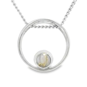 Open Circle Gold Quartz White Gold Pendant, Alaska Mint