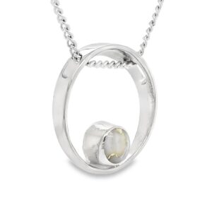 Open Circle Gold Quartz White Gold Pendant, Alaska Mint