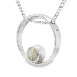 Open Circle Gold Quartz White Gold Pendant, Alaska Mint