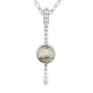 White Gold Bar Design Gold Quartz Round Pendant, Alaska Mint