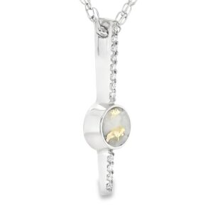 White Gold Bar Design Gold Quartz Round Pendant, Alaska Mint