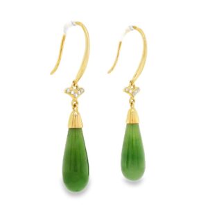 Teardrop Jade Drop Earrings 18k Rose Gold, Alaska Mint