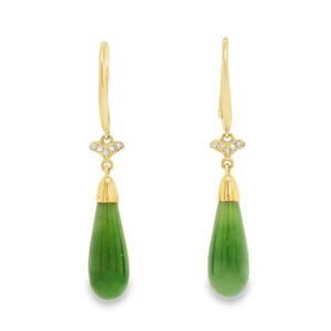 Teardrop Jade Drop Earrings 18k Rose Gold, Alaska Mint