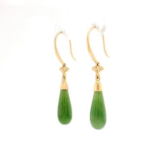 Teardrop Jade Drop Earrings 18k Rose Gold, Alaska Mint