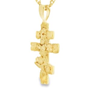 Gold Nugget Orthodox Cross Pendant, Alaska Mint