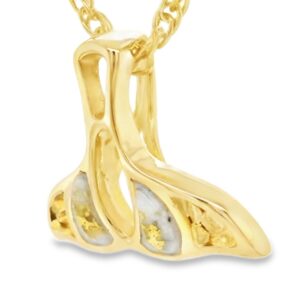 Gold Whale Tail Gold Quartz Pendant, Alaska Mint