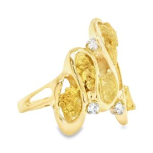 Diamond Ladies 14k Gold Nugget Ring, Alaska Mint