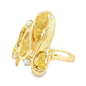 Diamond Ladies 14k Gold Nugget Ring, Alaska Mint