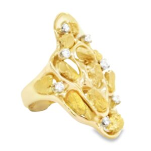 Gold Nugget & Diamond Ladies Ring, Alaska Mint