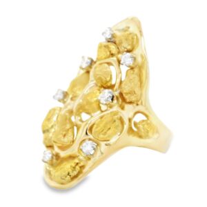 Gold Nugget & Diamond Ladies Ring, Alaska Mint