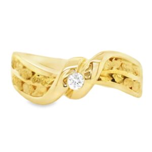 Twisted Shank Diamond Gold Nugget Ring, Alaska Mint