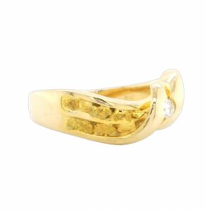 Twisted Shank Diamond Gold Nugget Ring, Alaska Mint