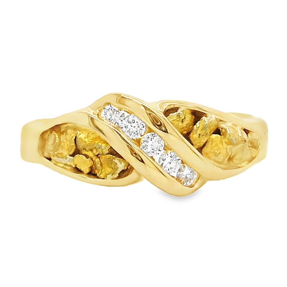 Gold Nugget & Diamond Ladies Ring, Alaska Mint