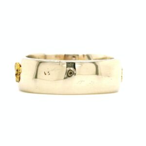 White Gold Men's Ring with Gold Nugget, Alaska Mint