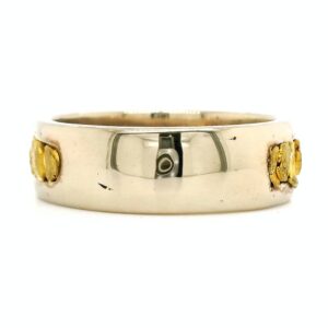 Men's White Gold Ring with Gold Nugget, Alaska Mint