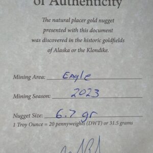 6.7 Gram Natural Gold Nugget from Eagle, Alaska, Alaska Mint