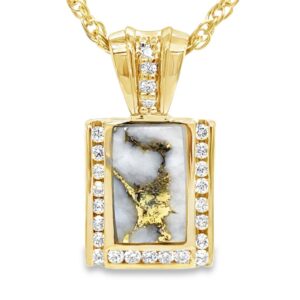 Diamond Gold Quartz Rectangle Pendant, Alaska Mint