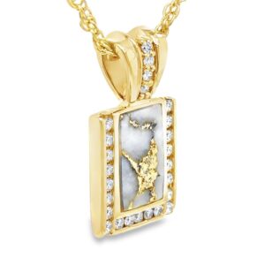 Diamond Gold Quartz Rectangle Pendant, Alaska Mint