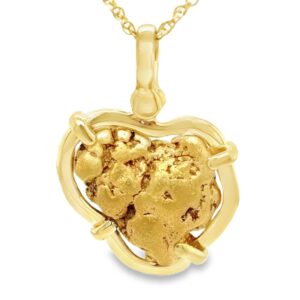 This "heart of Alaska" gold nugget pendant is a special gift from Alaska for yourself or that someone special