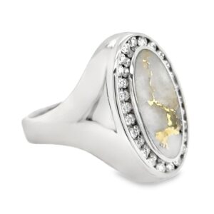 This gold quartz diamond white gold ring is a special gift to remember Alaska by