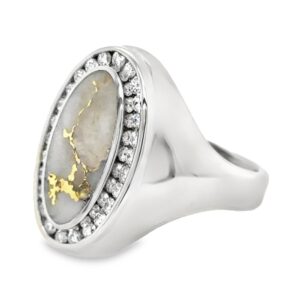 This gold quartz diamond white gold ring is a special gift to remember Alaska by