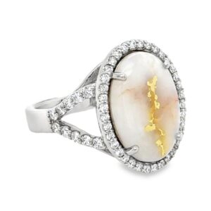 This gold quartz diamond white gold ring is a special gift to remember Alaska by