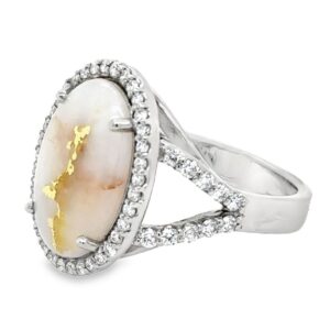 This gold quartz diamond white gold ring is a special gift to remember Alaska by